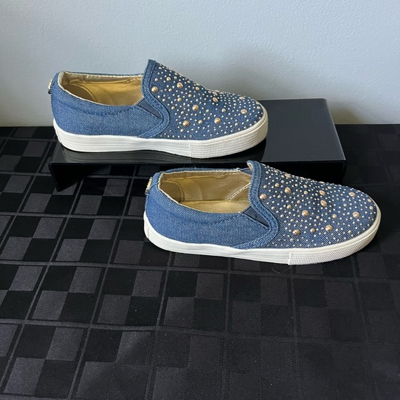 Kids Jean with Gold Studs Slip On Michael Kors Sneakers - Picture 4 of 6